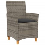 vidaXL Chaises de jardin coussins lot de 2 gris résine tressée et bois