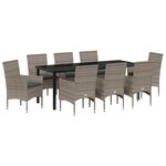 vidaXL Ensemble de salle à manger pour jardin 9 Pièces Gris polyrotin