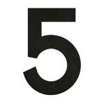 5 Béton Noir - numéro adhésif pour boîtes aux lettres- Vinyle épais texturé  hauteur 50 mm.