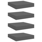 vidaXL Étagère murale flottante 4 Pièces Gris brillant 23x23 5x3 8 cm MDF