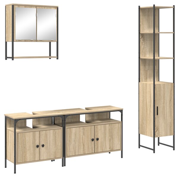 vidaXL Ensemble de mobilier de salle de bain 4 Pièces Chêne sonoma Moyen