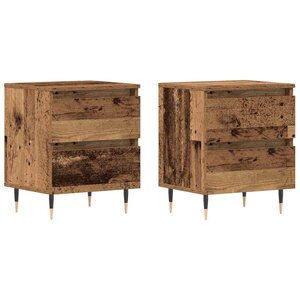 vidaXL Cabinet de chevet avec tiroir 2 Pièces Bois ancien 40 x 35 x 50 cm