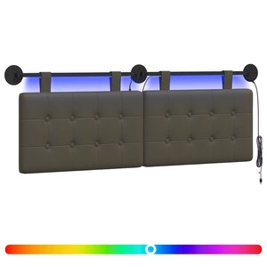 vidaXL Tête de lit suspendue Avec lumière LED Gris Simili cuir