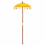 vidaXL Parasol avec Base Jaune et Marron 250 cm Coton et bois