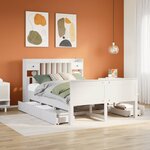 vidaXL Lit bibliothèque sans matelas blanc 160x200 cm bois pin massif