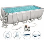 Kit piscine tubulaire bestway power steel - rectangulaire - l 4 88 x l 2 44 x h 1 22 m - avec filtre a sable