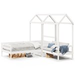 vidaXL Ensemble de lit de jour et de banc avec toit sans matelas blanc