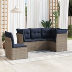 vidaXL Salon de jardin 5 Pièces avec coussins gris résine tressée