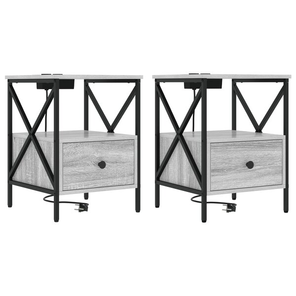 vidaXL Cabinet de chevet 2 Pièces Sonoma gris 41.5 x 40.5 x 55 cm