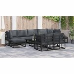 vidaXL Ensemble de canapé de jardin avec coussin 9 Pièces Noir Aluminium