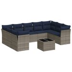 vidaXL Salon de jardin 10 Pièces avec coussins gris résine tressée