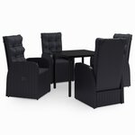 vidaXL Ensemble à manger de jardin avec coussins 5 Pièces Noir