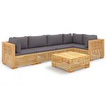 vidaXL Salon de jardin 6 Pièces avec coussins Bois de teck solide