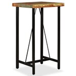 vidaXL Ensemble de bar 3 Pièces Bois massif recyclé et cuir véritable