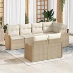 vidaXL Ensemble de canapé de jardin 7 Pièces Beige Poly rotin