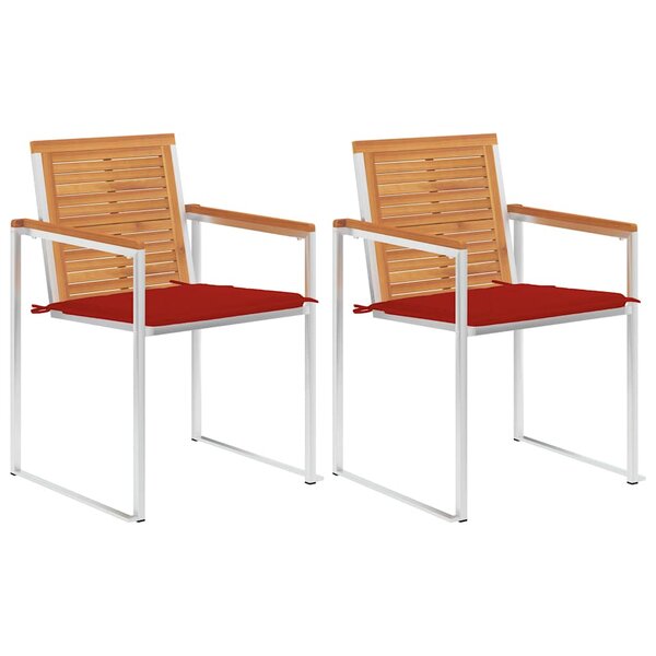 vidaXL Chaises de jardin avec coussins lot de 2 Acacia solide et acier