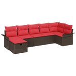vidaXL Ensemble de canapé de jardin 7 Pièces Marron et rouge polyrotin