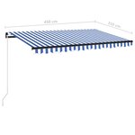 Vidaxl auvent manuel rétractable avec led 450x350 cm bleu et blanc