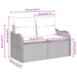 Canapé de jardin 2 places vidaXL avec rangement et coussins en poly rattan beige