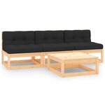 vidaXL Salon de jardin 4 Pièces avec coussins Bois de pin massif