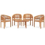 vidaXL Salon de jardin 5 Pièces en forme de banane Bois de teck solide