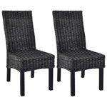 vidaXL Chaises à manger lot de 2 noir rotin kubu et bois d'acajou