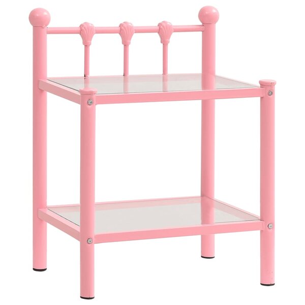 vidaXL Table de chevet Rose/transparent 45x34 5x60 5 cm Métal et verre