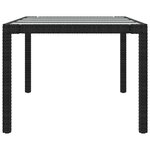 vidaXL Table de jardin Noir 250x100x75 cm Verre trempé et poly rotin