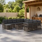vidaXL Ensemble de canapé de jardin 13 pc Gris et Gris foncé polyrotin