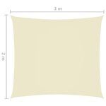 vidaXL Voile de parasol tissu oxford rectangulaire 2x3 m crème