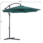 Parasol déporté octogonal inclinable manivelle pied acier Ø 3 x 2 5H m vert