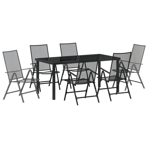 vidaXL Set de jardin à manger de 7 pièces en acier anthracite