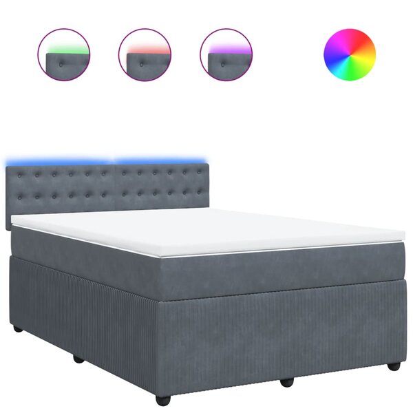 vidaXL Sommier à lattes de lit et matelas Gris foncé 140x200cm Velours