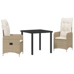 vidaXL Ensemble de salle à manger pour jardin 3 Pièces Beige polyrotin