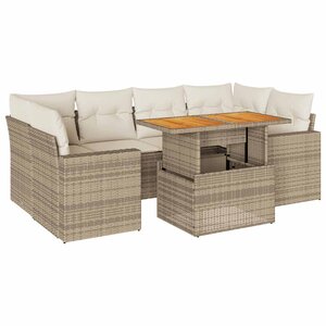 vidaXL Salon de jardin avec coussins 7 Pièces beige résine tressée