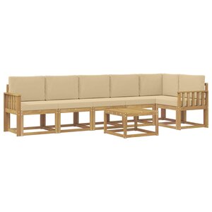 vidaXL Ensemble de canapés d'extérieur 7 pc Blanc et Beige Polyester