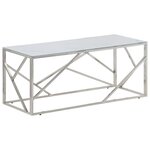 vidaXL Table basse argenté acier inoxydable et verre trempé