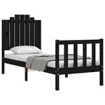 vidaXL Cadre de lit sans matelas noir bois de pin massif