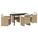 vidaXL Set de salle à manger de jardin 5 pièces avec coussins beige en rattan synthétique