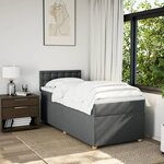 vidaXL Sommier à lattes de lit avec matelas gris foncé simple tissu