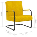 Vidaxl chaise cantilever jaune moutarde velours