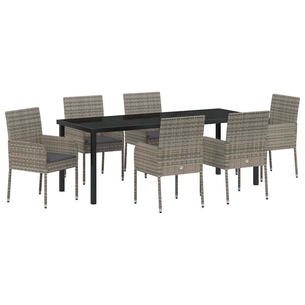 vidaXL Ensemble de salle à manger pour jardin 7 pc Gris polyrotin
