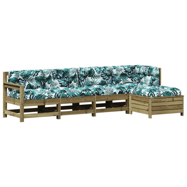 vidaXL Salon de jardin 5 Pièces avec coussins bois de pin imprégné