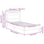 vidaXL Cadre de lit avec bandes LED Gris 90 x 190 cm Simili cuir