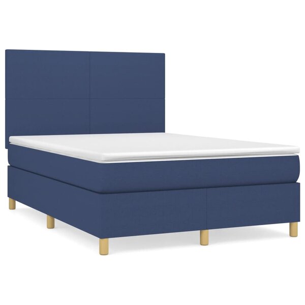 vidaXL Sommier à lattes de lit avec matelas Bleu 140x200 cm Tissu