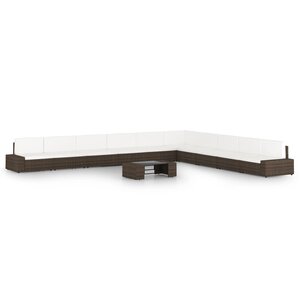 vidaXL Salon de jardin 11 Pièces avec coussins Marron Résine tressée