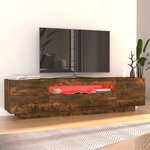 vidaXL Meuble TV avec lumières LED Chêne fumé 160x35x40 cm
