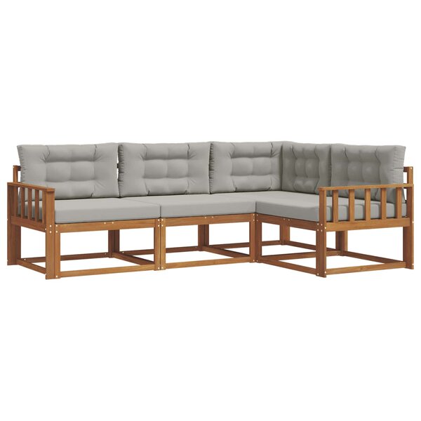 vidaXL Ensemble de canapés d'extérieur 4 pc Gris Naturel et Clair