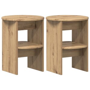 vidaXL Meuble d'appoint 2 pc Chêne Artisanal Ø40 x 50 cm
