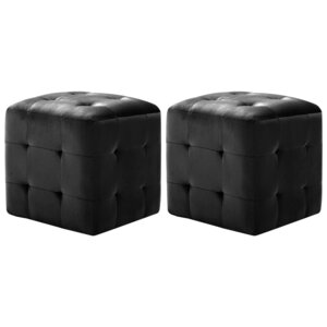 vidaXL 2 Pièces Poufs Noir 30 x 30 x 30 cm Tissu velours